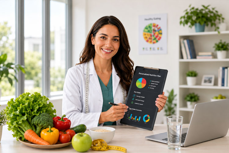 A Biomedical Nutritionist reviewing a nutrition profile