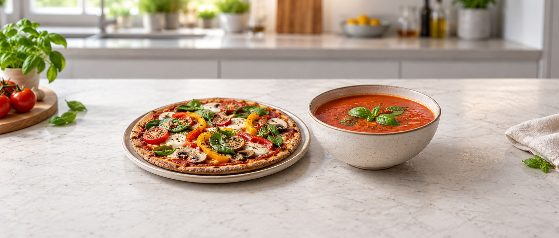 Pizza & Soup from the BioHealth Kitchen menu